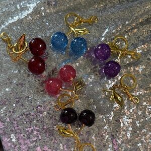 🍒Cherry Charms for Bags with GOLD Hardware - Various colors -💙❤️🩷🖤💜🤍